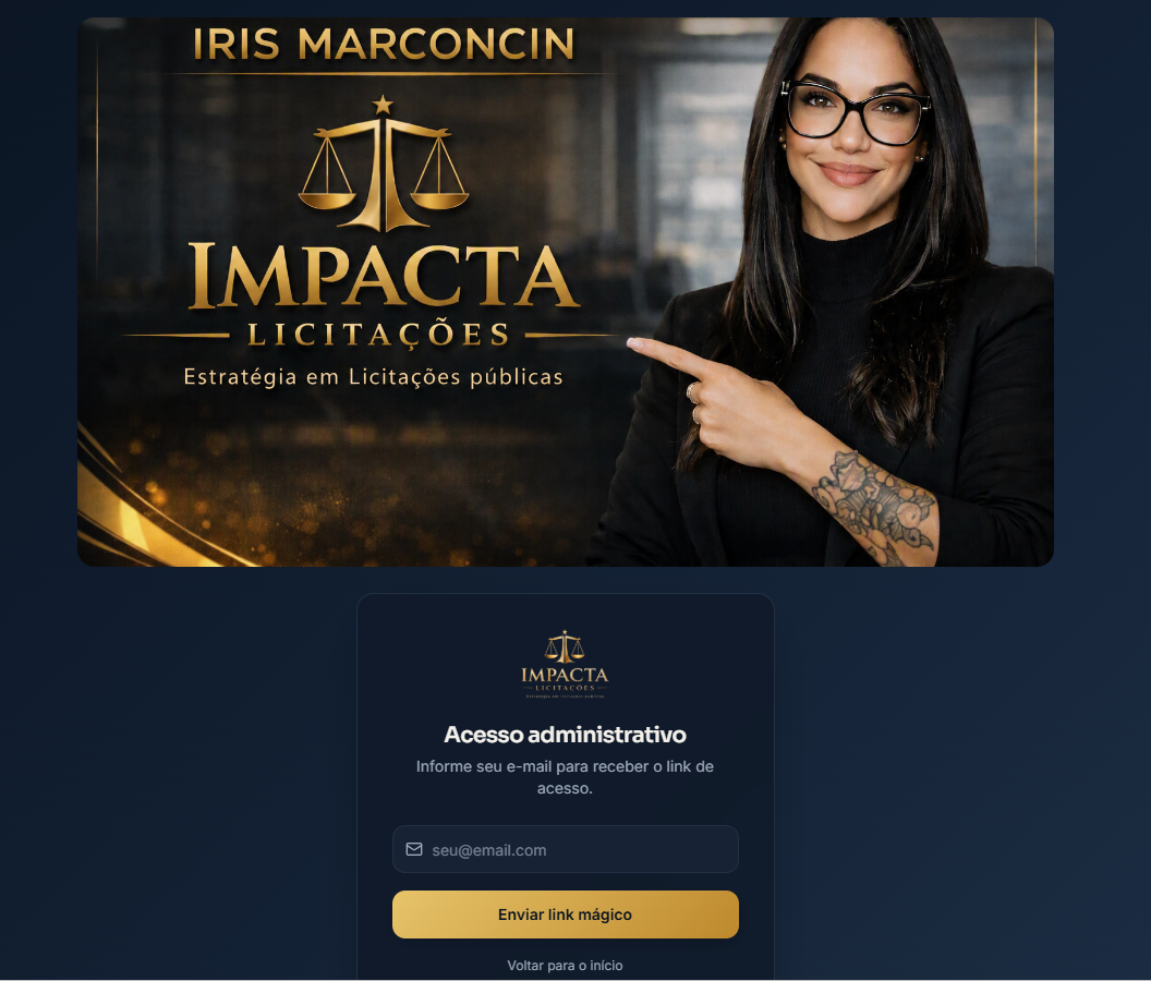 Tela de acesso do app Impacta Licitações